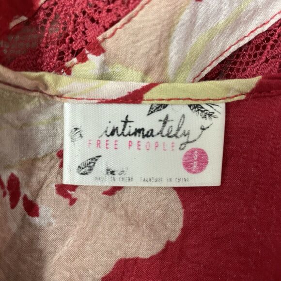 Intimately Free People Women's Small Red Floral Lace Trapeze Mini Dress - Picture 5 of 6